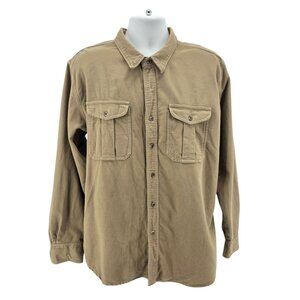 Vintage Filson Mens XXL Shirt Thick Flannel Kahki Tan Button Pockets Cotton